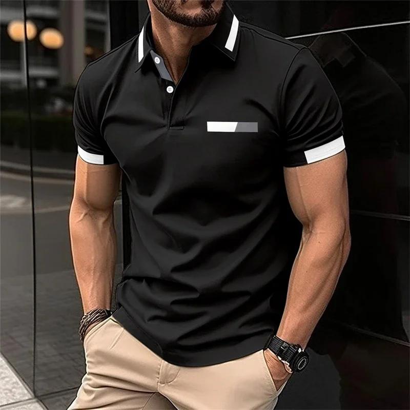 Sports Shirt Mens Fitness Casual Sports T-shirt Gym Running Sports Elastic Short-sleeved Polo Shirt Lapel Top