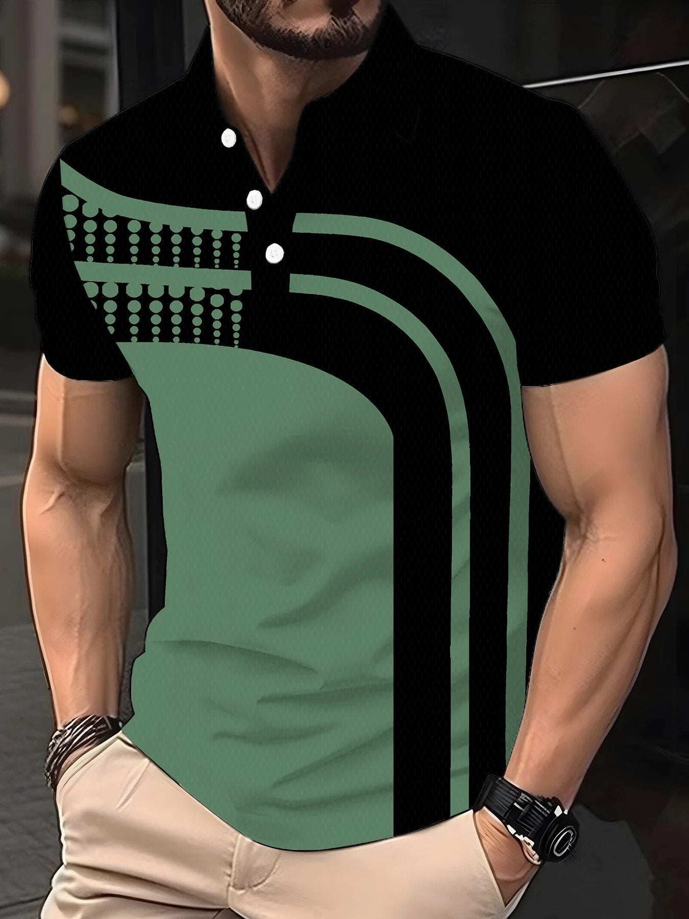 Sports Shirt 2026 Summer Mens Polo Shirt with Stripes Print Breathable Lightweight Casual Fashionable Outdoor