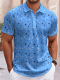 Sports Shirt 2026 Summer New Style Mens Short-Sleeved Polo Shirt with 3D Golf Pattern Print Street Casual Fashion