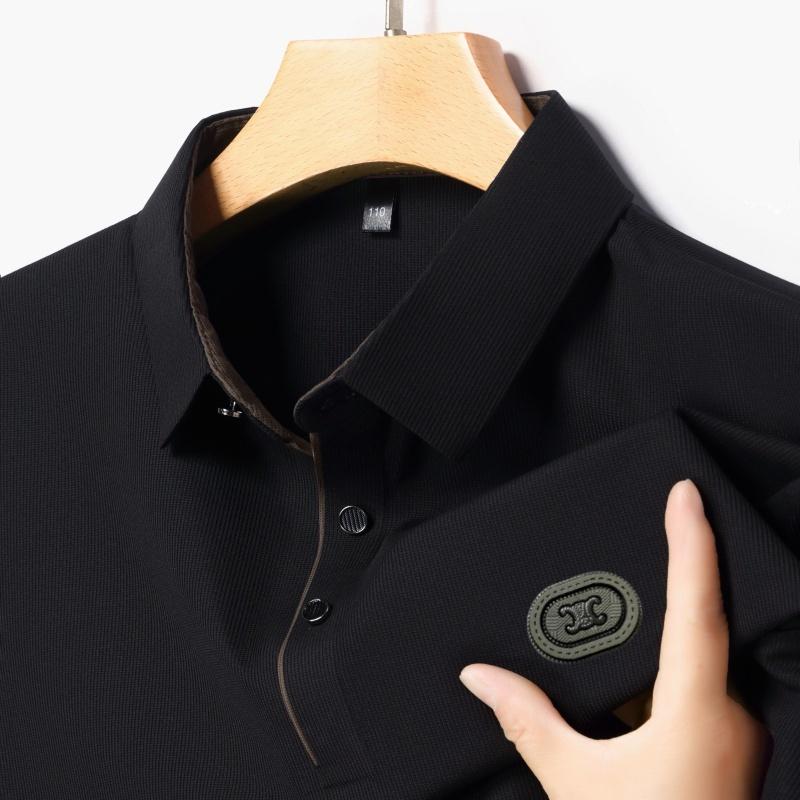 Sports Shirt 2026 mens summer new ice silk short sleeved polo shirt casual breathable slim fit cool quick drying
