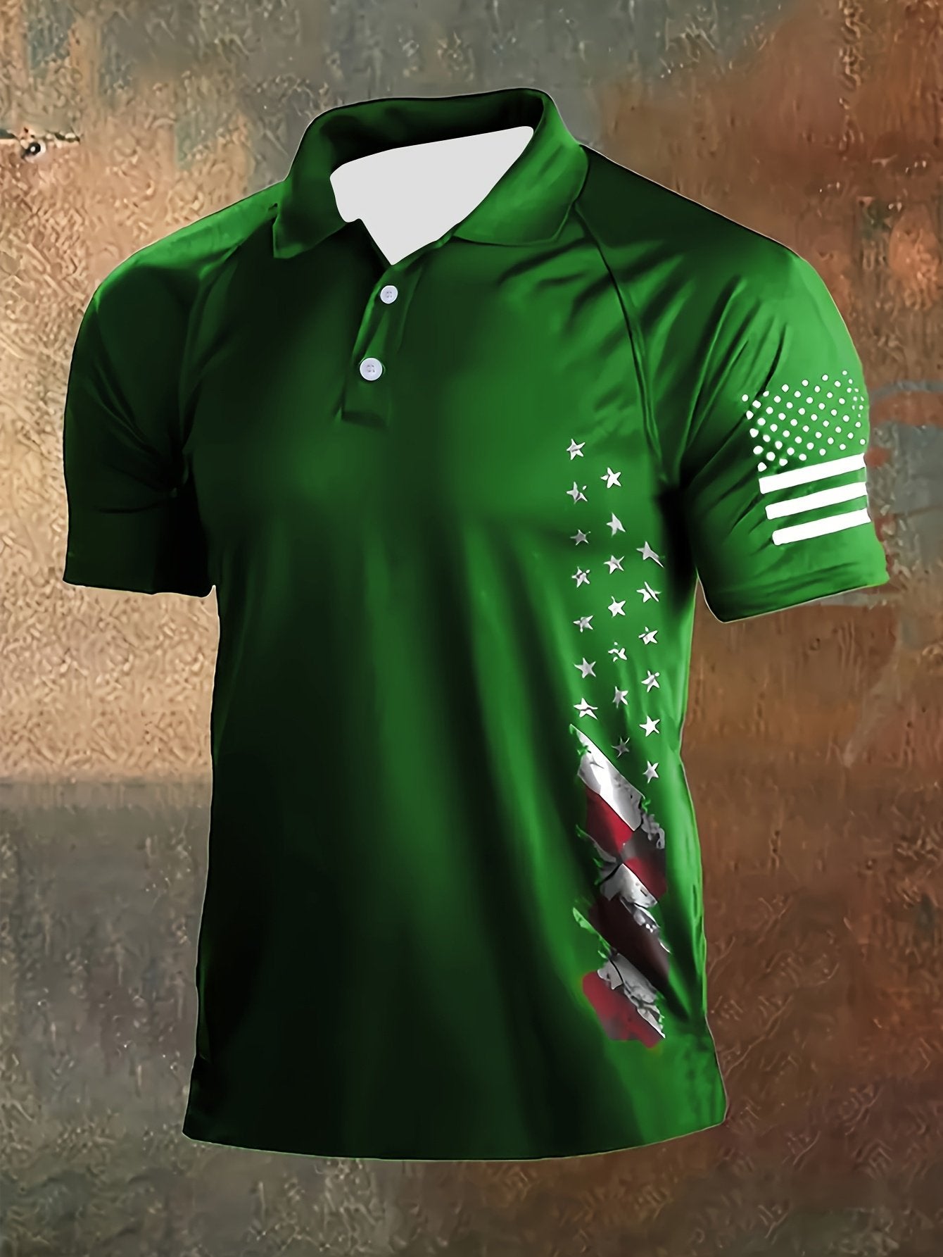 Sports Shirt 2026 Latest Large-sized Mens Short-sleeved Shirt - Simple American Flag Print - Mens Casual and