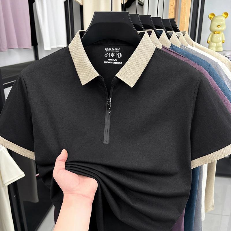 Sports Shirt 2026 New Mens Quarter Zip Polo Shirt Cool Breathable Fabric Short Sleeve Top For Office And Daily