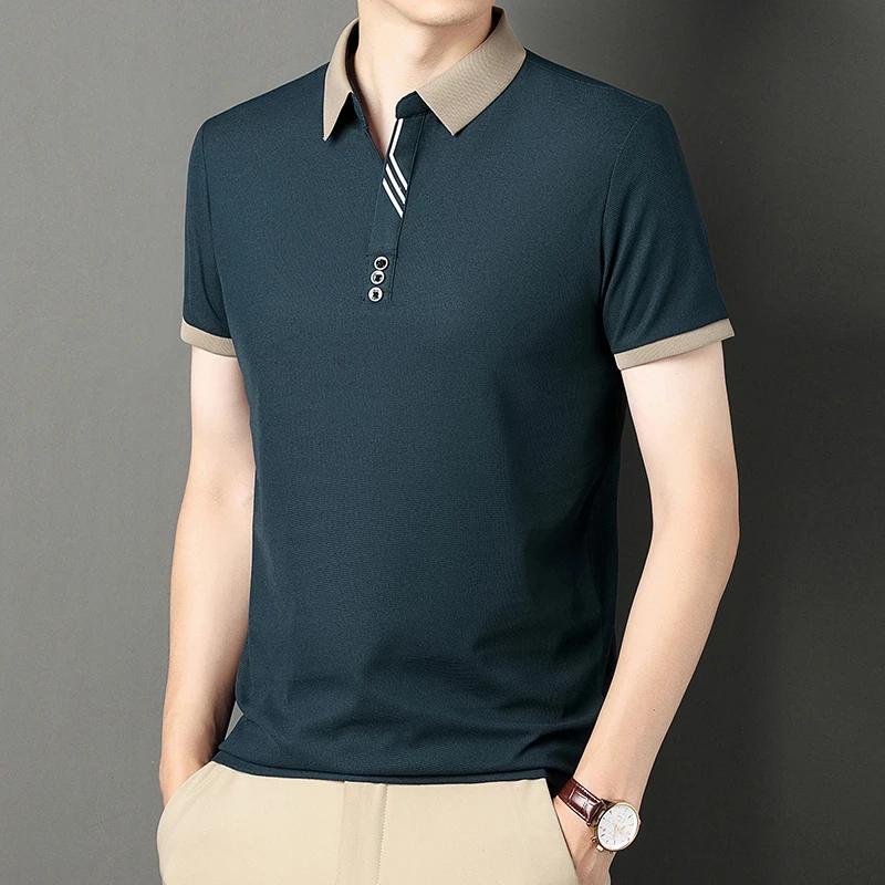Sports Shirt Mens Solid Color Casual Fashion Short Sleeve Polo Shirt Summer Comfortable Top for Business And