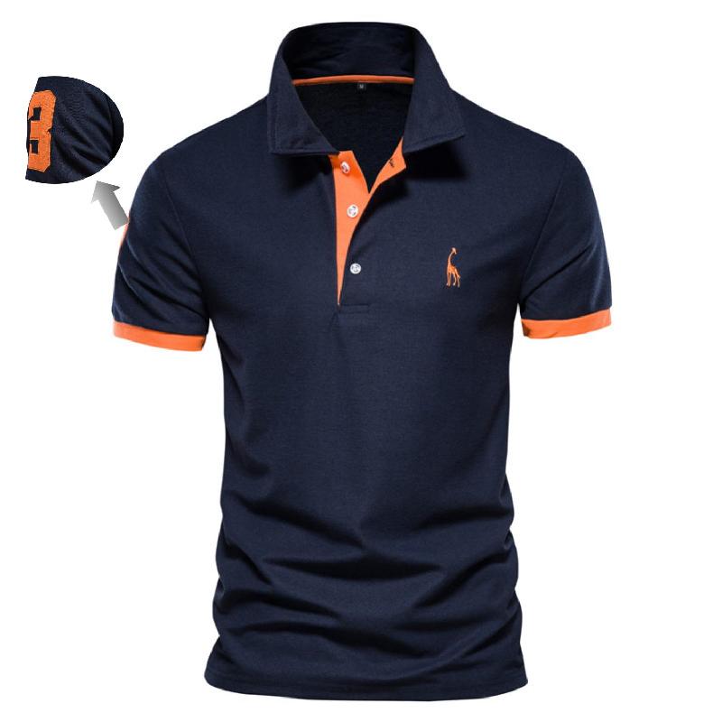 Sports Shirt AIOPESON Cotton Mens Polos Giraffe Embroidery Short Sleeve Polo Shirts for Men High Quality Brand
