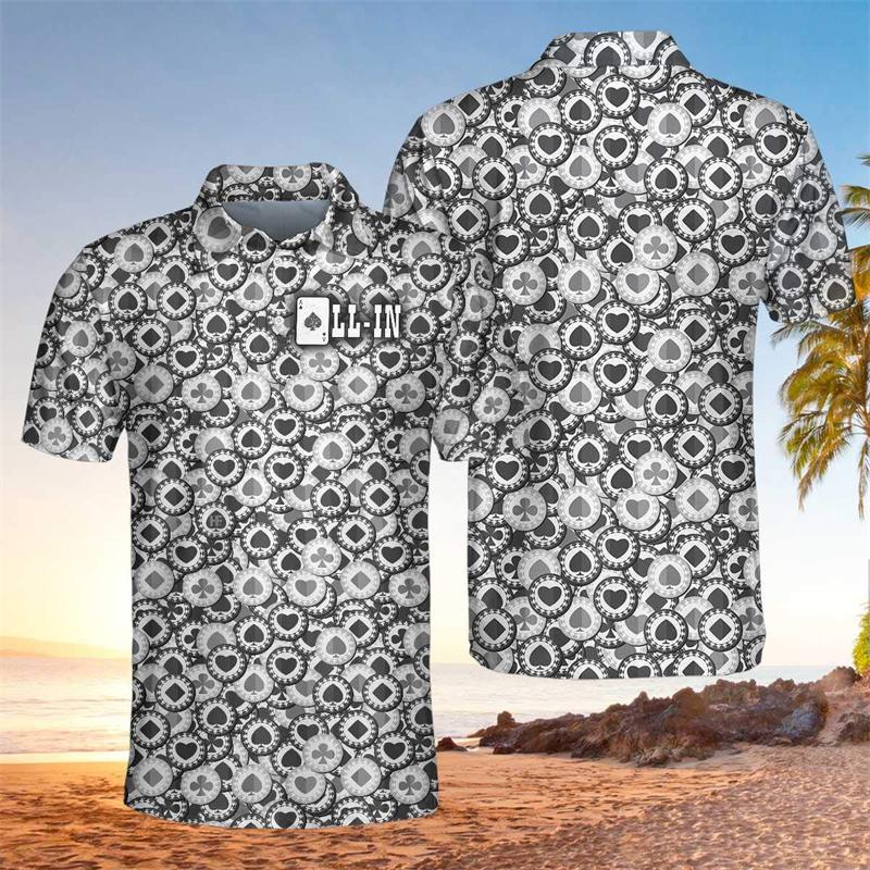 Sports Shirt Fashion Casino 3D Printed Polo Shirts For Men Clothes Poker Dice Graphic POLO Shirt Casual Hip Hop
