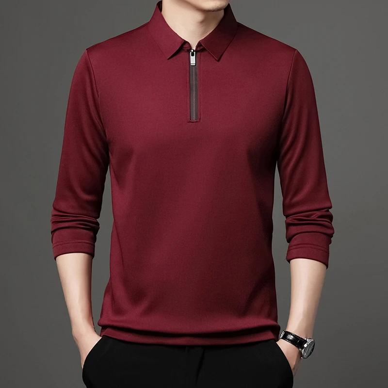 Sports Shirt Mens Solid Color Long Sleeved POLO Shirt Casual Fashion Top