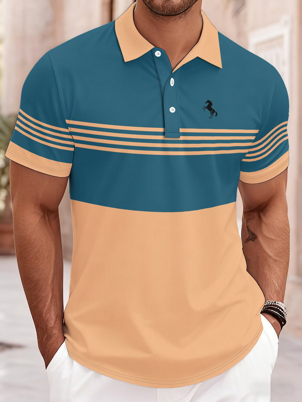 Sports Shirt 2026 Summer Mens Polo Shirt with Stripes Print Breathable Lightweight Casual Fashionable Outdoor