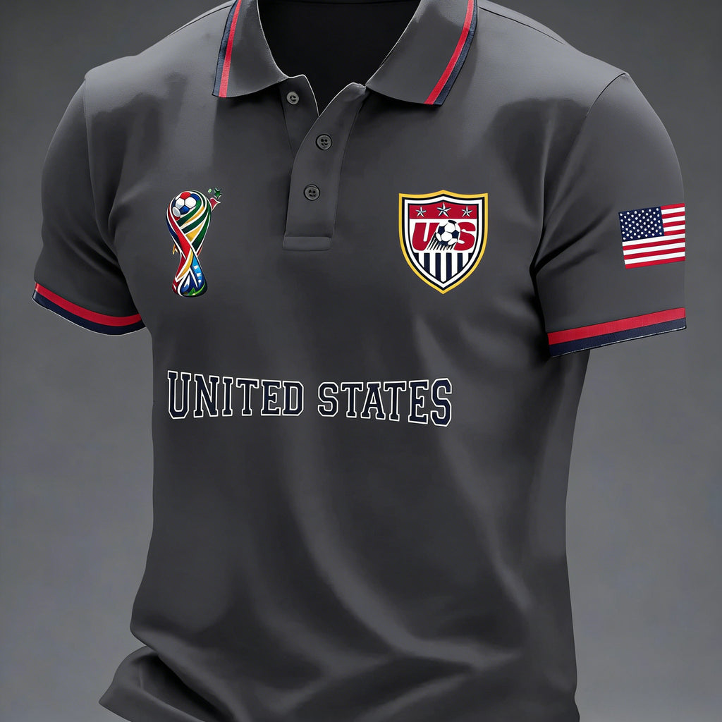 Sports Shirt 2026 Football Pattern Printed Polyester Fabric Machine Washable Breathable Regular Fit Suitable for