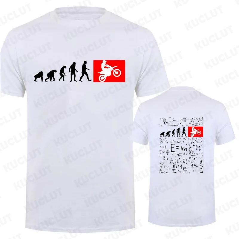 Human Evolution Motocross Design Vintage T-shirt for Men Autocycle Motorbike Speedometer