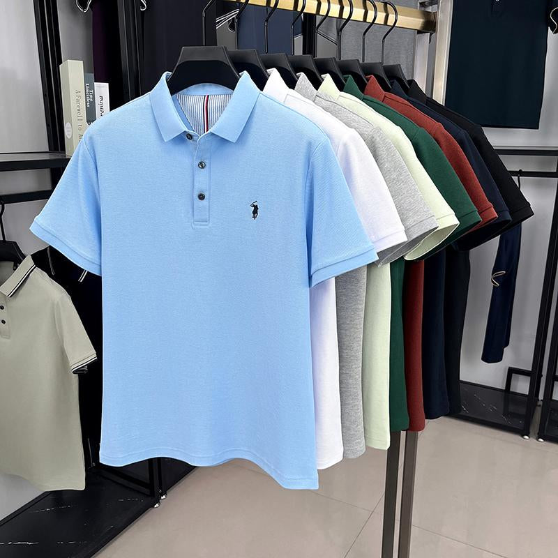 Sports Shirt 100 pure cotton short sleeved mens polo shirt summer fashion high-end brand pony embroidery golf top