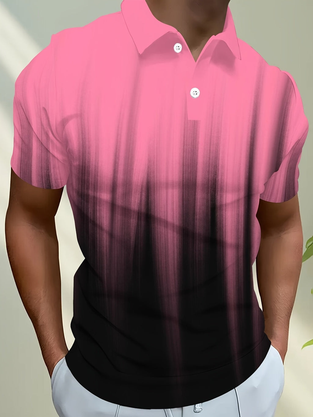 Sports Shirt 2026 Summer New Style Mens Short-Sleeved Polo Shirt with 3D Gradient Pattern Print - Street Casual