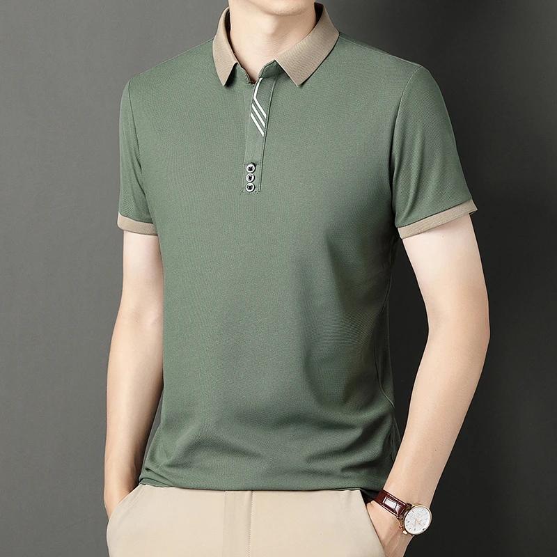 Sports Shirt Mens Solid Color Casual Fashion Short Sleeve Polo Shirt Summer Comfortable Top for Business And