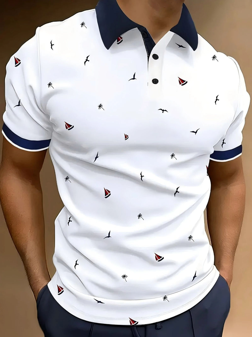 Sports Shirt Summer mens contrasting short sleeved polo shirt casual and simple short sleeved T-shirt fashionable