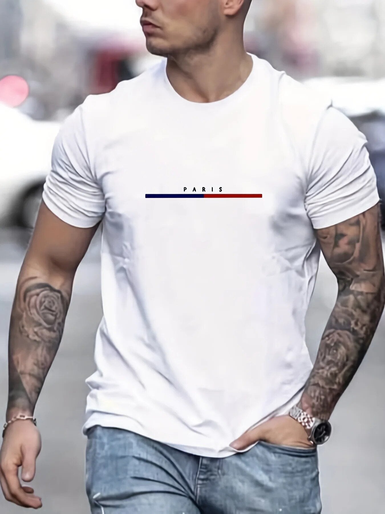 2026 New Digital Print Super Elastic Casual Short-Sleeved Men's Daily Party Home Social T-Shirt