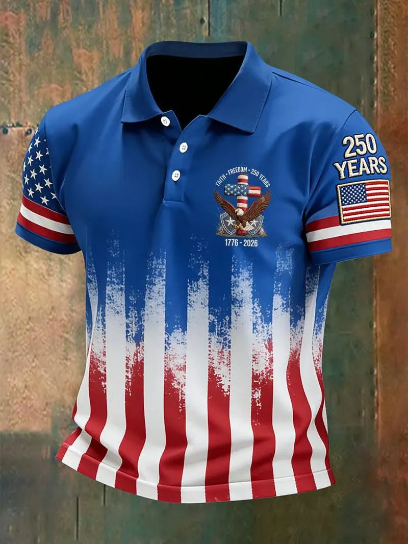 Sports Shirt New America 250th Anniversary Polo Shirt USA Flag 17762026 Patriotic Shirt American Independence Day