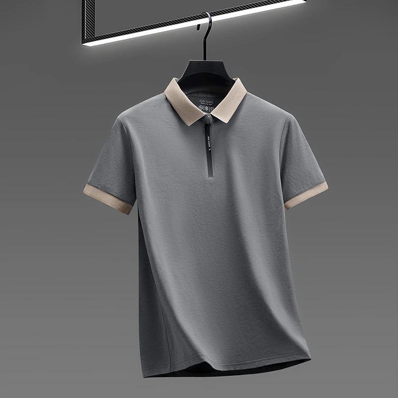 Sports Shirt 2026 New Mens Quarter Zip Polo Shirt Cool Breathable Fabric Short Sleeve Top For Office And Daily
