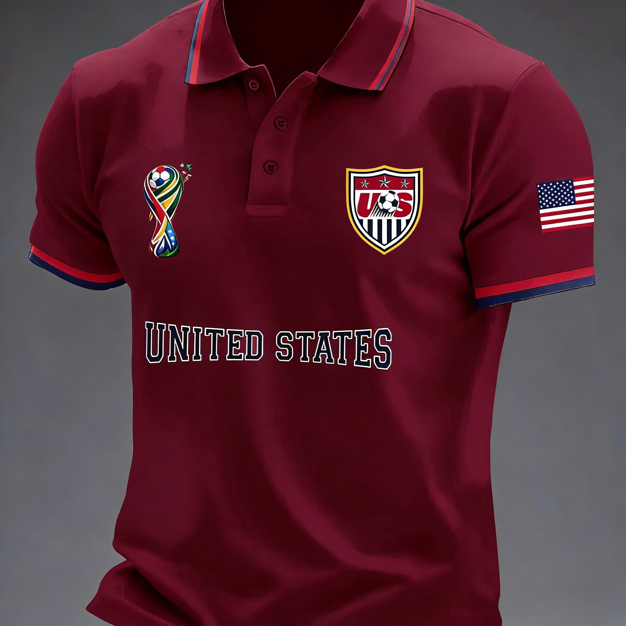 Sports Shirt 2026 Football Pattern Printed Polyester Fabric Machine Washable Breathable Regular Fit Suitable for
