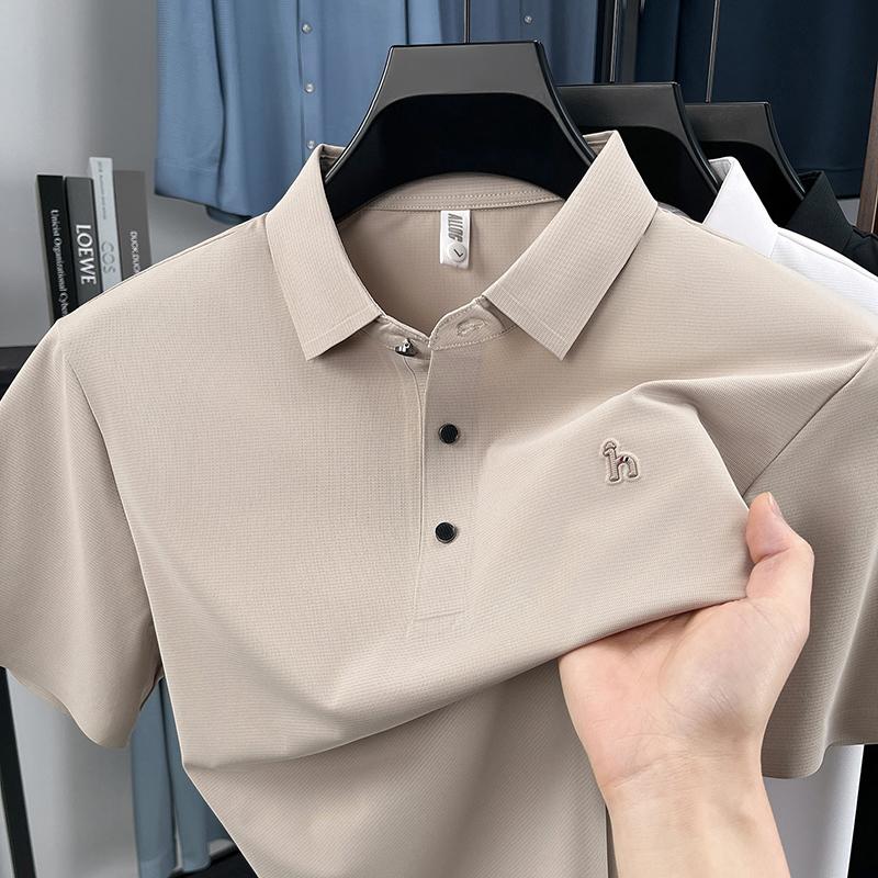 Sports Shirt 2026 New Arrival for Mens Lightweight Luxury Embroidered Polo Shirts with Flap Collar for Business