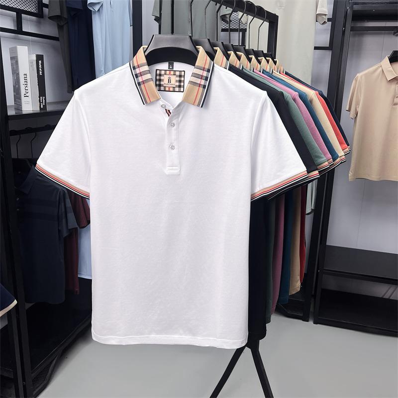 Sports Shirt Fashion brand luxury short sleeve polo shirt men summer quality silky cotton breathable business