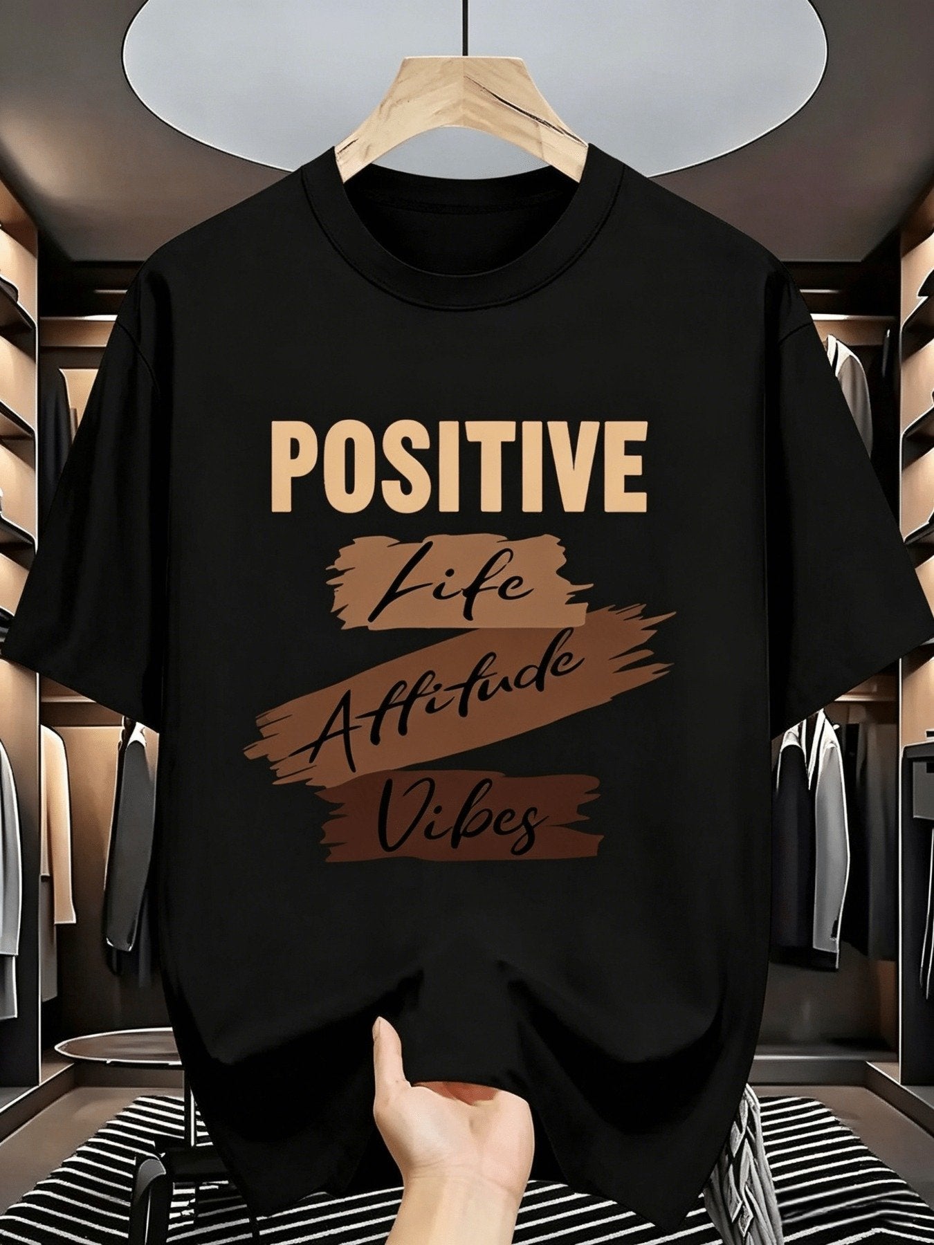 Sports Shirt Pure Cotton Positive Energy Print T-Shirt with 8 Color Options - Loose Fit Unisex Short Sleeve