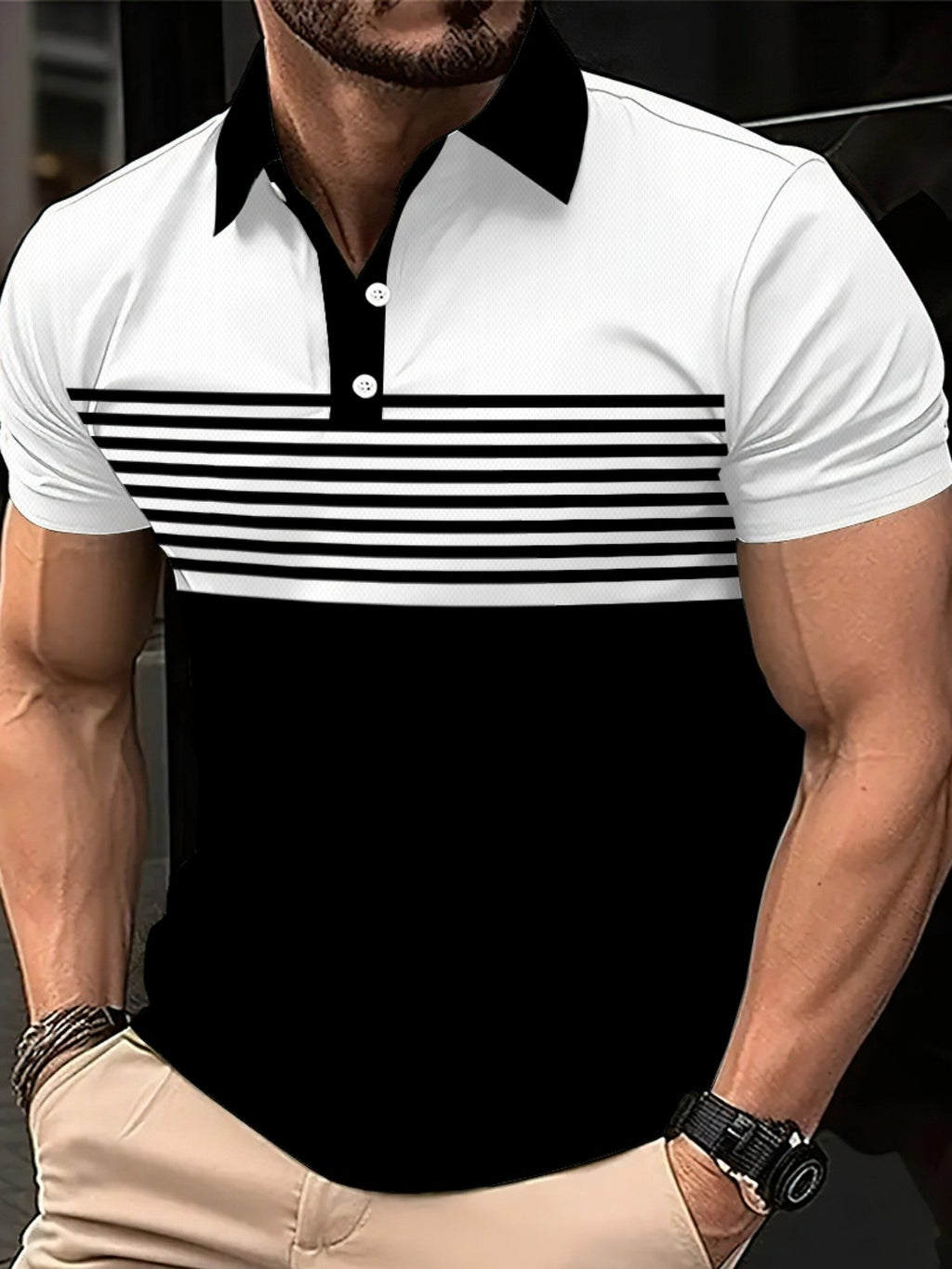Sports Shirt 2026 Summer New Mens Polo Shirt - 3D Trendy Stripes Print - Street Style Fashion - Casual and