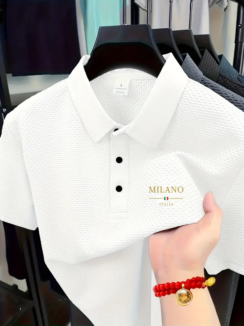 Sports Shirt 2026 Mens Fashion Polo Shirt Casual Loose Fit Versatile Retro Solid Color Lapel Button-Up Shirt