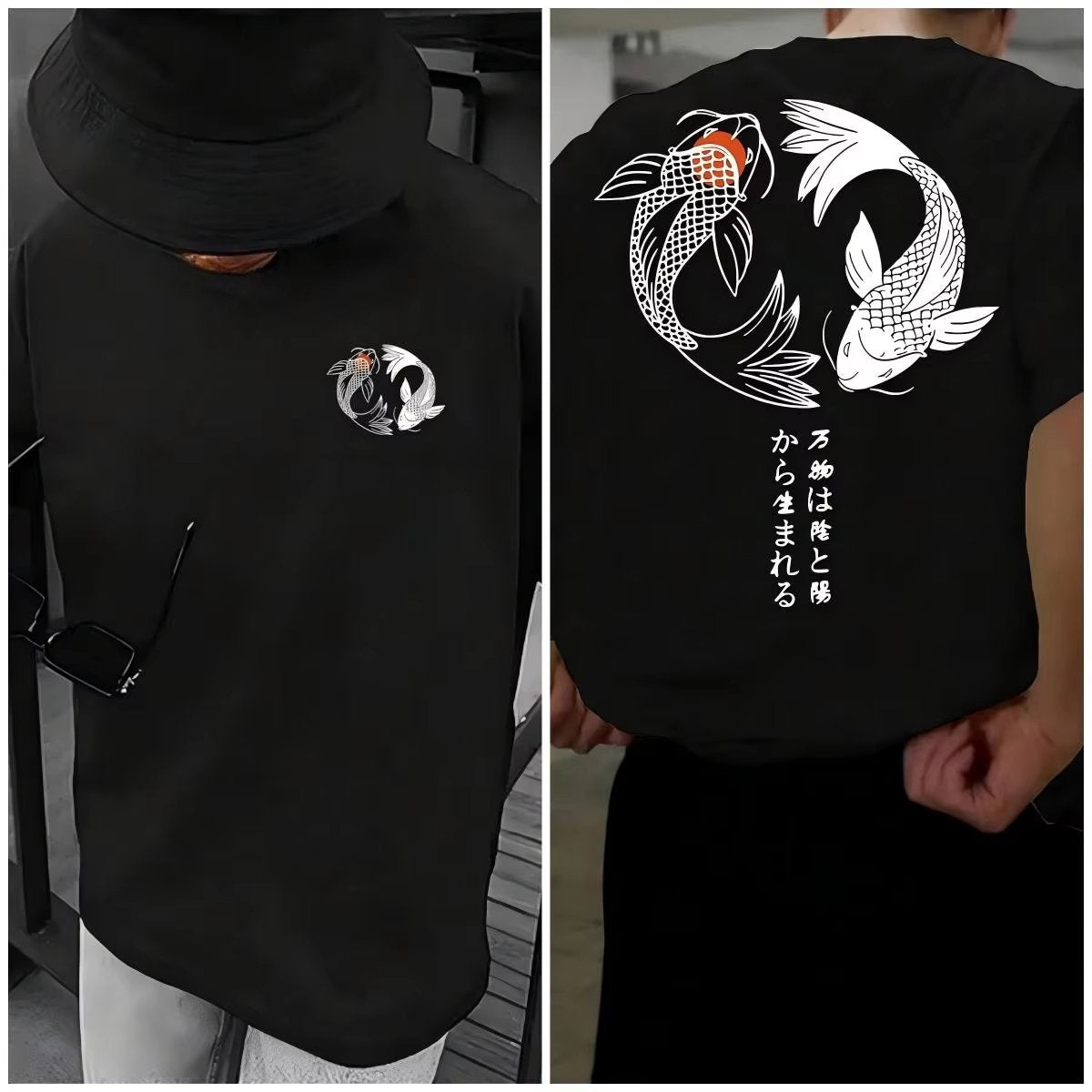 Sports Shirt Koi Harajuku Japanese Pattern 100 Pure Cotton Mens T-shirt Summer Daily Outdoor Sports Street Casual