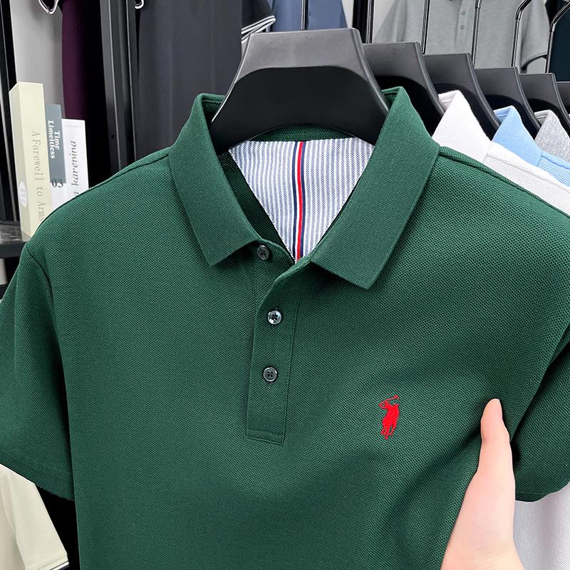 Sports Shirt 100 pure cotton short sleeved mens polo shirt summer fashion high-end brand pony embroidery golf top