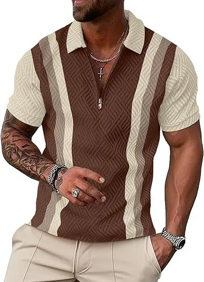 Sports Shirt Summer Comfortable Solid Color Mens Zipper Design Short-sleeved Polo Shirt Polyester Fiber