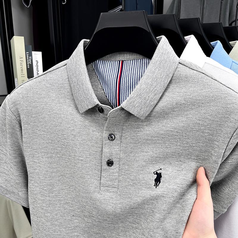 Sports Shirt 100 pure cotton short sleeved mens polo shirt summer fashion high-end brand pony embroidery golf top