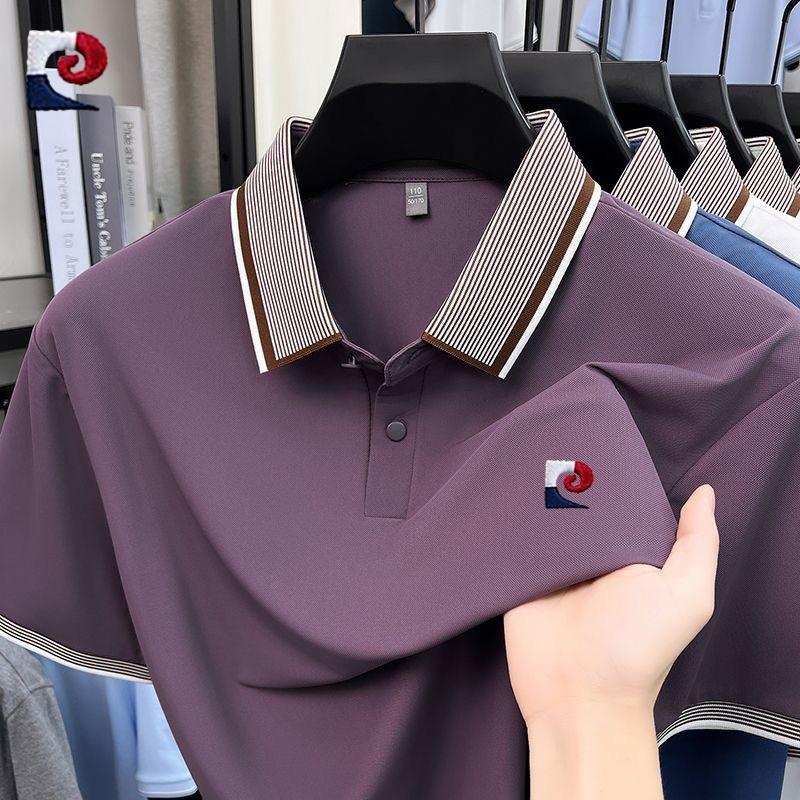 Sports Shirt New mens high-quality ice silk short sleeved polo shirt summer fashion casual comfortable breathable