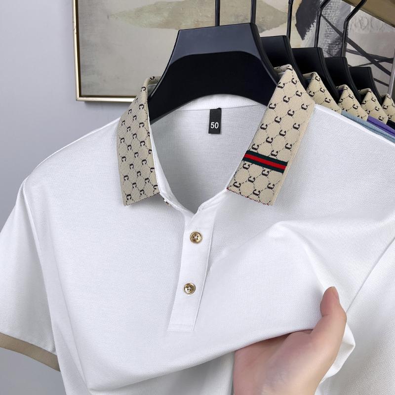 Sports Shirt Fashion Tops Short Sleeve Polo Shirt Men New Personalized Letter Color Blocked High-end Casual