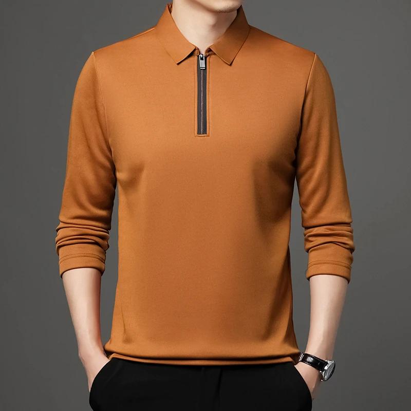 Sports Shirt Mens Solid Color Long Sleeved POLO Shirt Casual Fashion Top