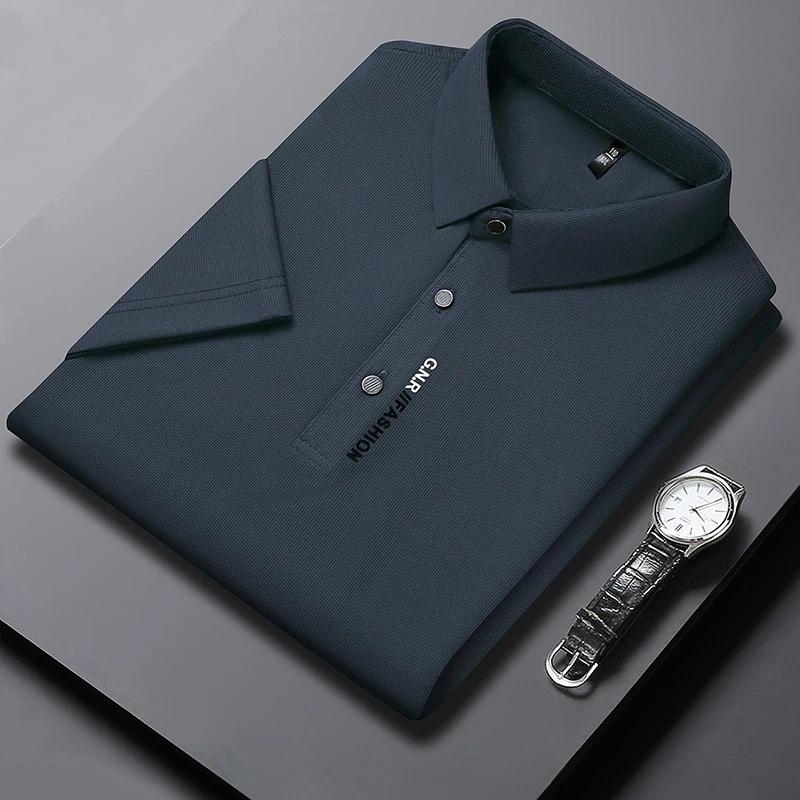 Sports Shirt Mens Short Sleeve Solid Color Polo Shirt Breathable Comfortable Elastic Top New Arrivals Casual