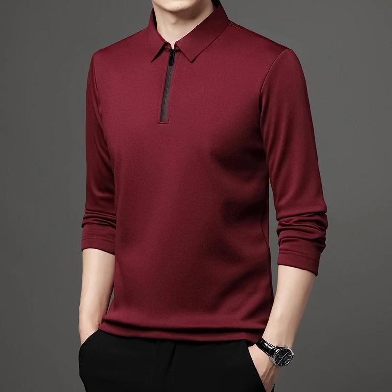 Sports Shirt Mens Solid Color Long Sleeved POLO Shirt Casual Fashion Top