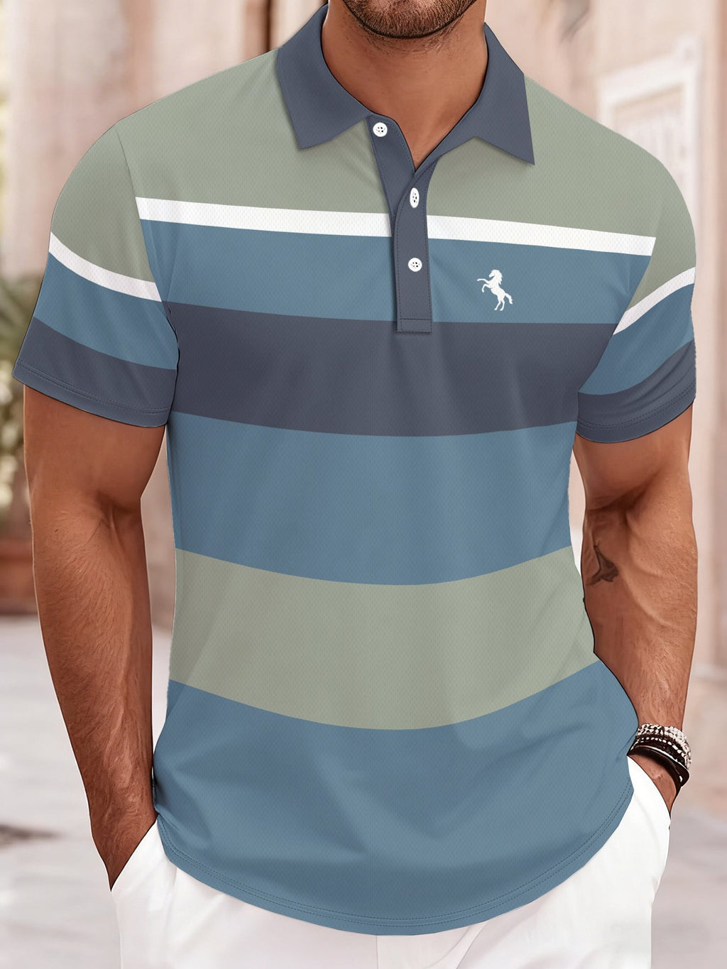 Sports Shirt 2026 Summer Mens Polo Shirt with Stripes Print Breathable Lightweight Casual Fashionable Outdoor