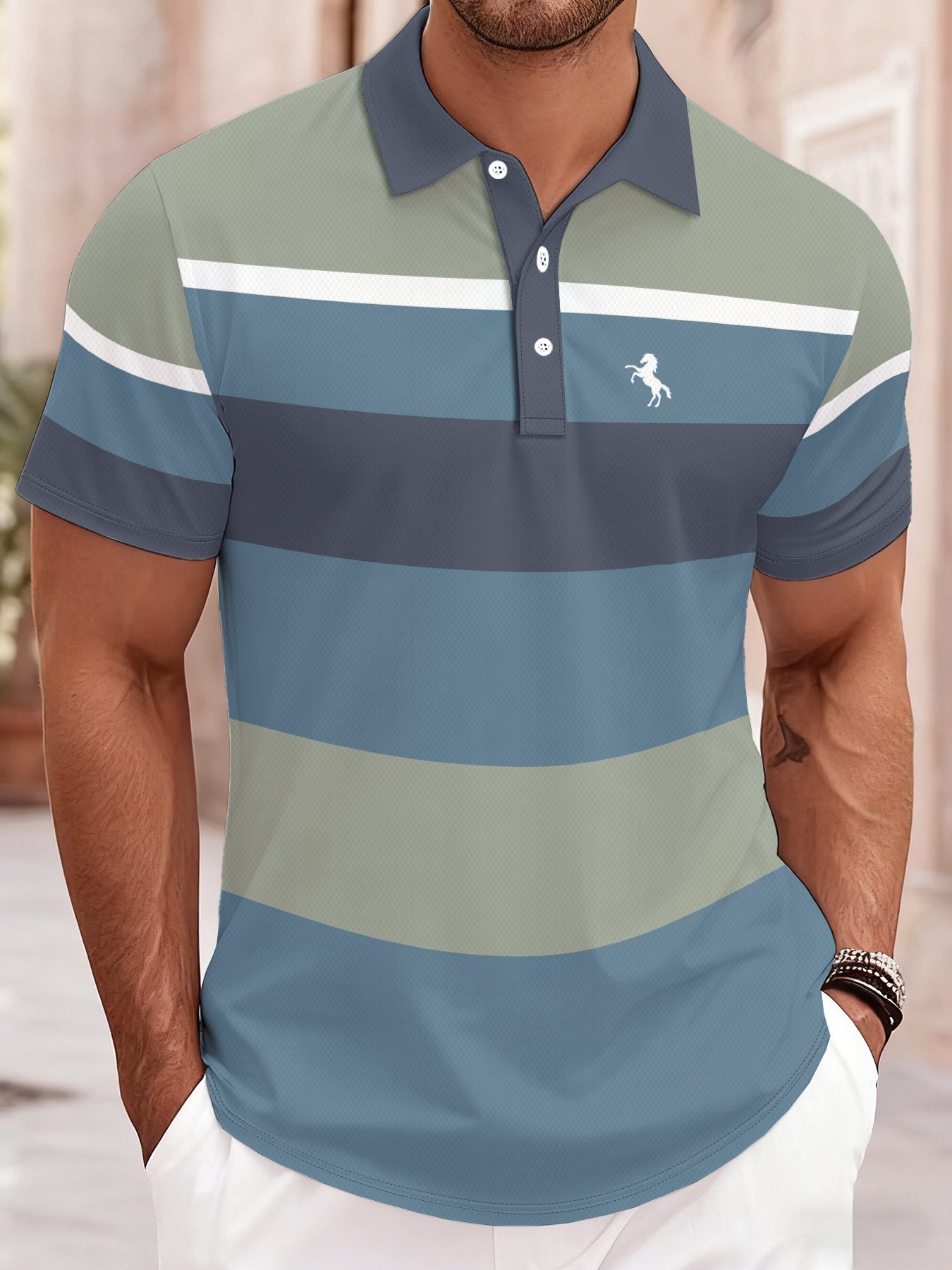 Sports Shirt 2026 Summer Mens Polo Shirt with Stripes Print Breathable Lightweight Casual Fashionable Outdoor