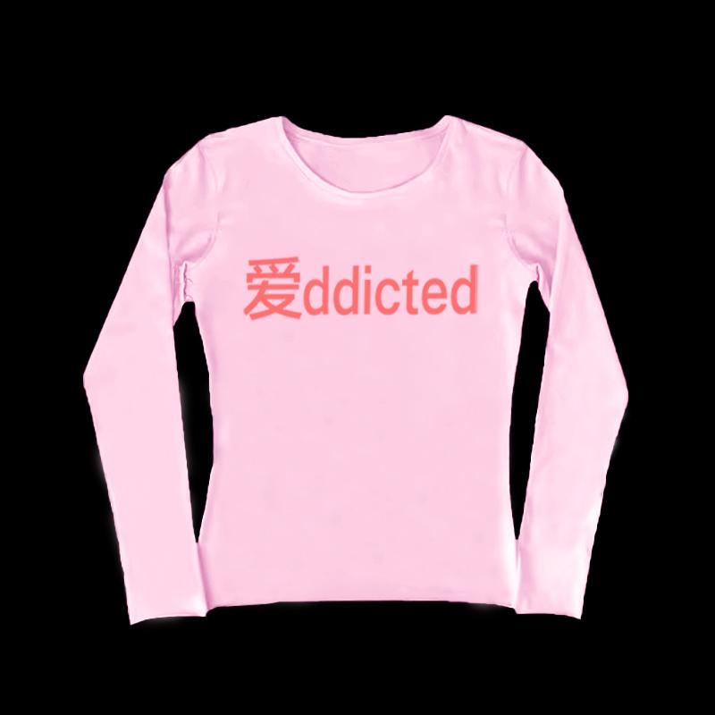 Gothic letter long T-shirt round neck retro rock grunge punk Y2K top versatile slim urban casual