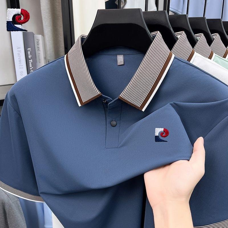 Sports Shirt New mens high-quality ice silk short sleeved polo shirt summer fashion casual comfortable breathable