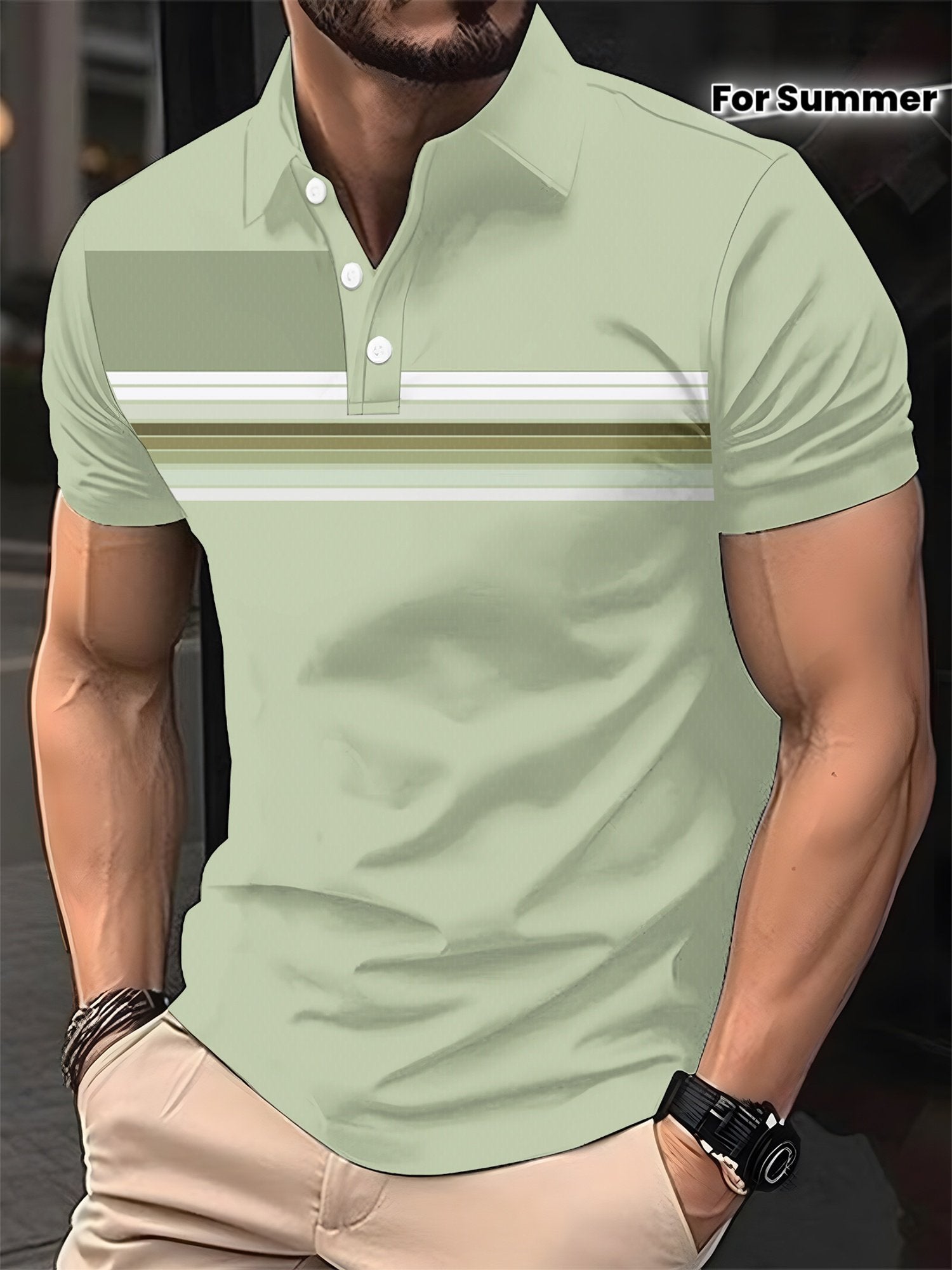 Sports Shirt 2026 Summer New Style Mens Polo Shirt - 3D Simple Patchwork Letter Print Shirt - Casual Fashionable