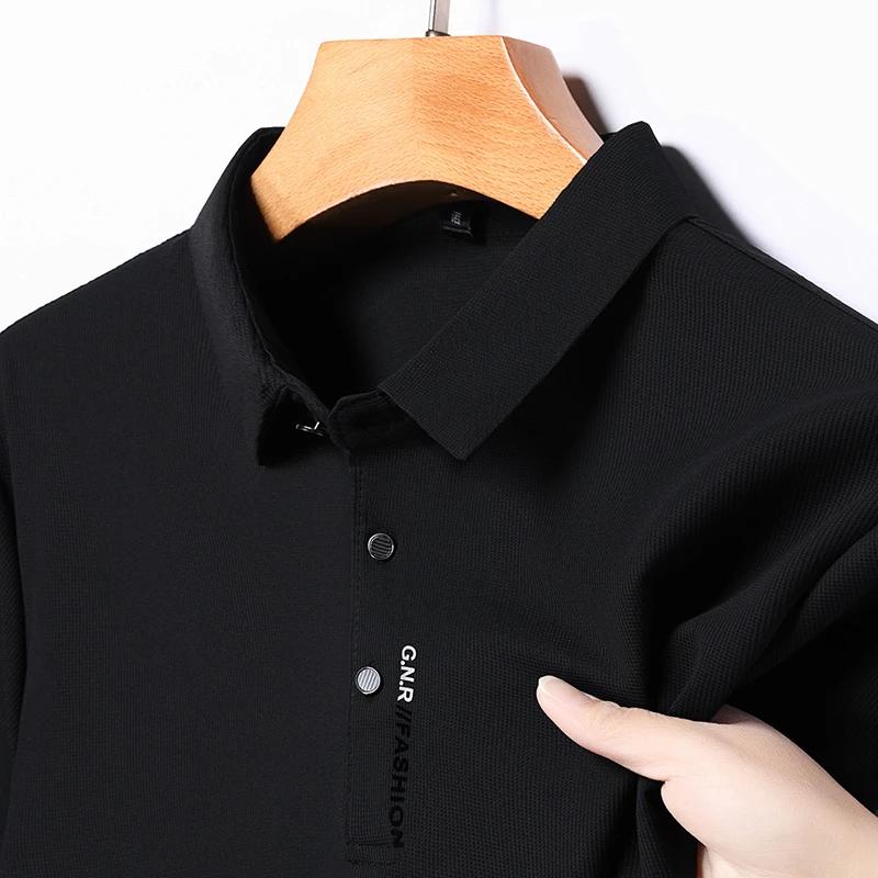 Sports Shirt Mens Short Sleeve Solid Color Polo Shirt Breathable Comfortable Elastic Top New Arrivals Casual