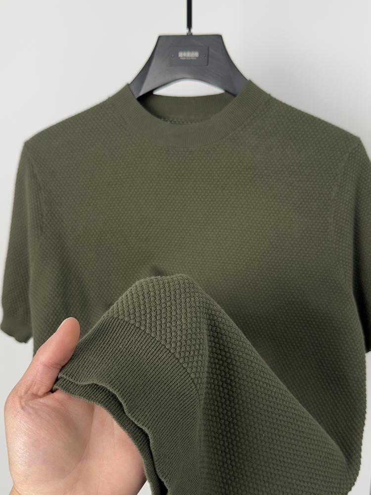 Sports Shirt 100 cotton high-quality knitted solid color short sleeved T-shirt mens new summer casual versatile