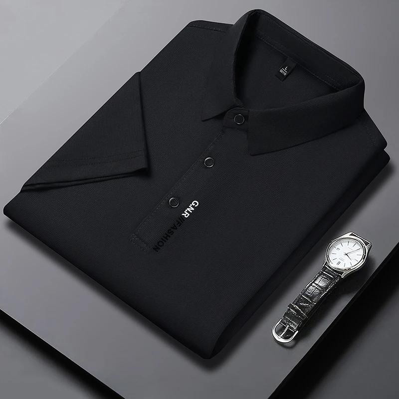Sports Shirt Mens Short Sleeve Solid Color Polo Shirt Breathable Comfortable Elastic Top New Arrivals Casual