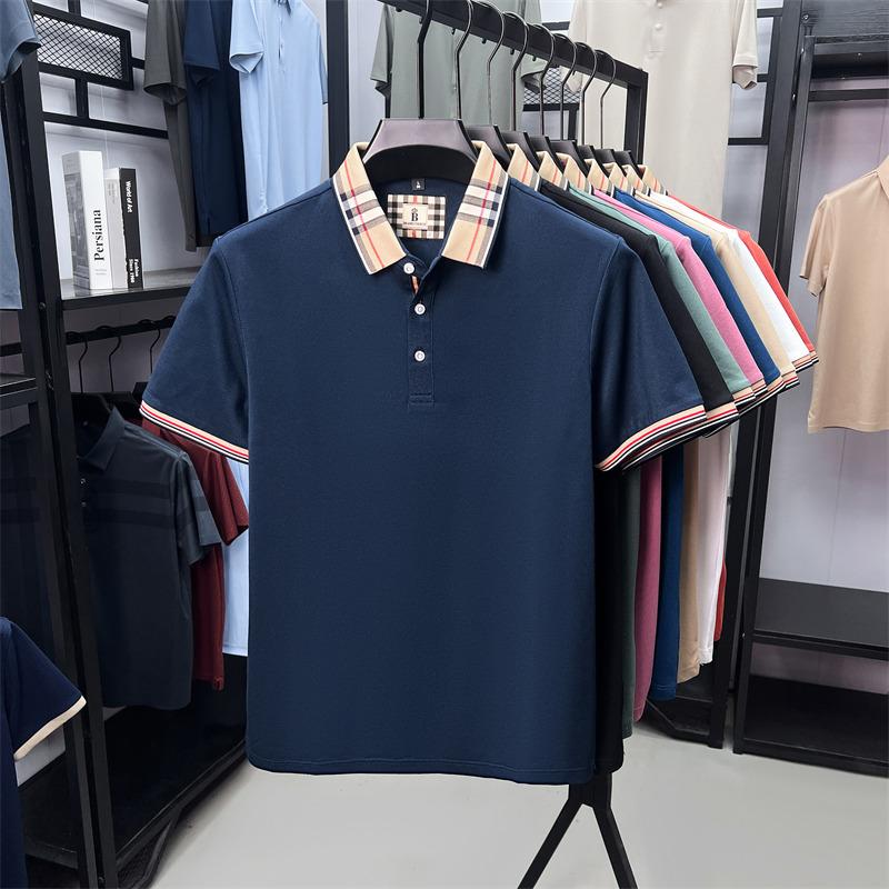 Sports Shirt Fashion brand luxury short sleeve polo shirt men summer quality silky cotton breathable business