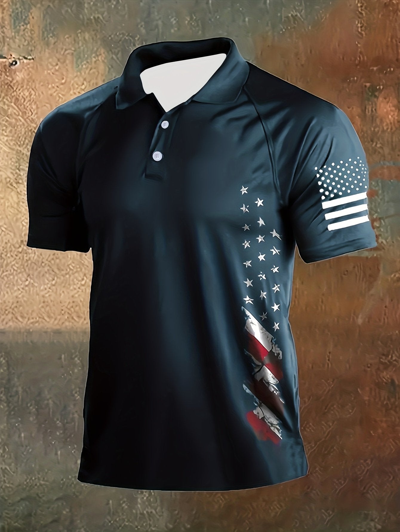 Sports Shirt 2026 Latest Large-sized Mens Short-sleeved Shirt - Simple American Flag Print - Mens Casual and