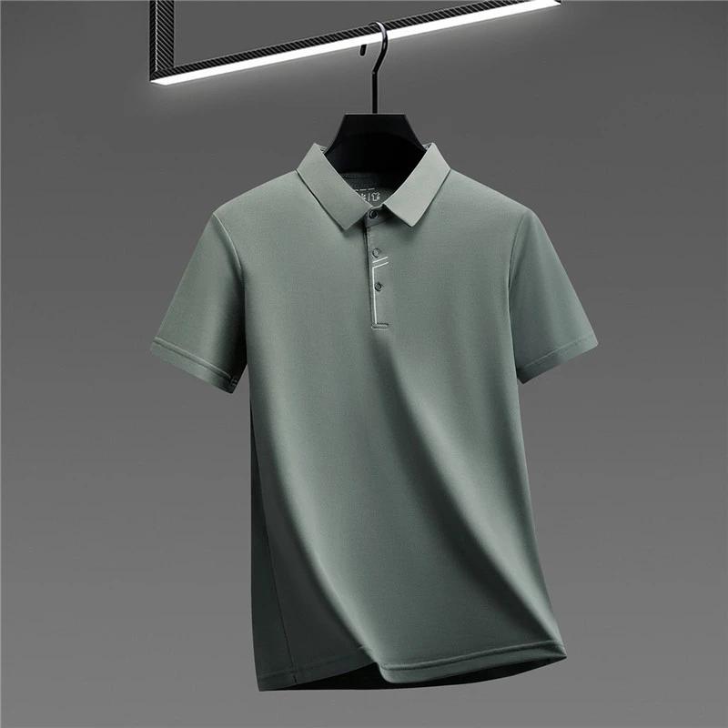 Sports Shirt 2026 New Mens Cool Fabric Polo Shirt Wrinkle Resistant Quick Dry Short Sleeve Top For Office And