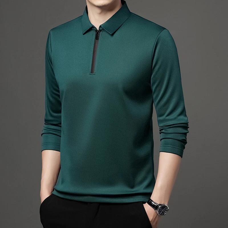 Sports Shirt Mens Solid Color Long Sleeved POLO Shirt Casual Fashion Top