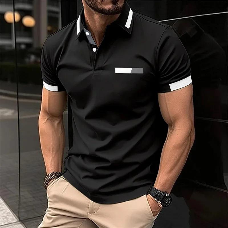 Sports Shirt Mens Fitness Casual Sports T-shirt Gym Running Sports Elastic Short-sleeved Polo Shirt Lapel Top