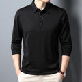 Sports Shirt Mens Waffle Long Sleeved POLO Shirt with Letter Printed Lapel Casual Top