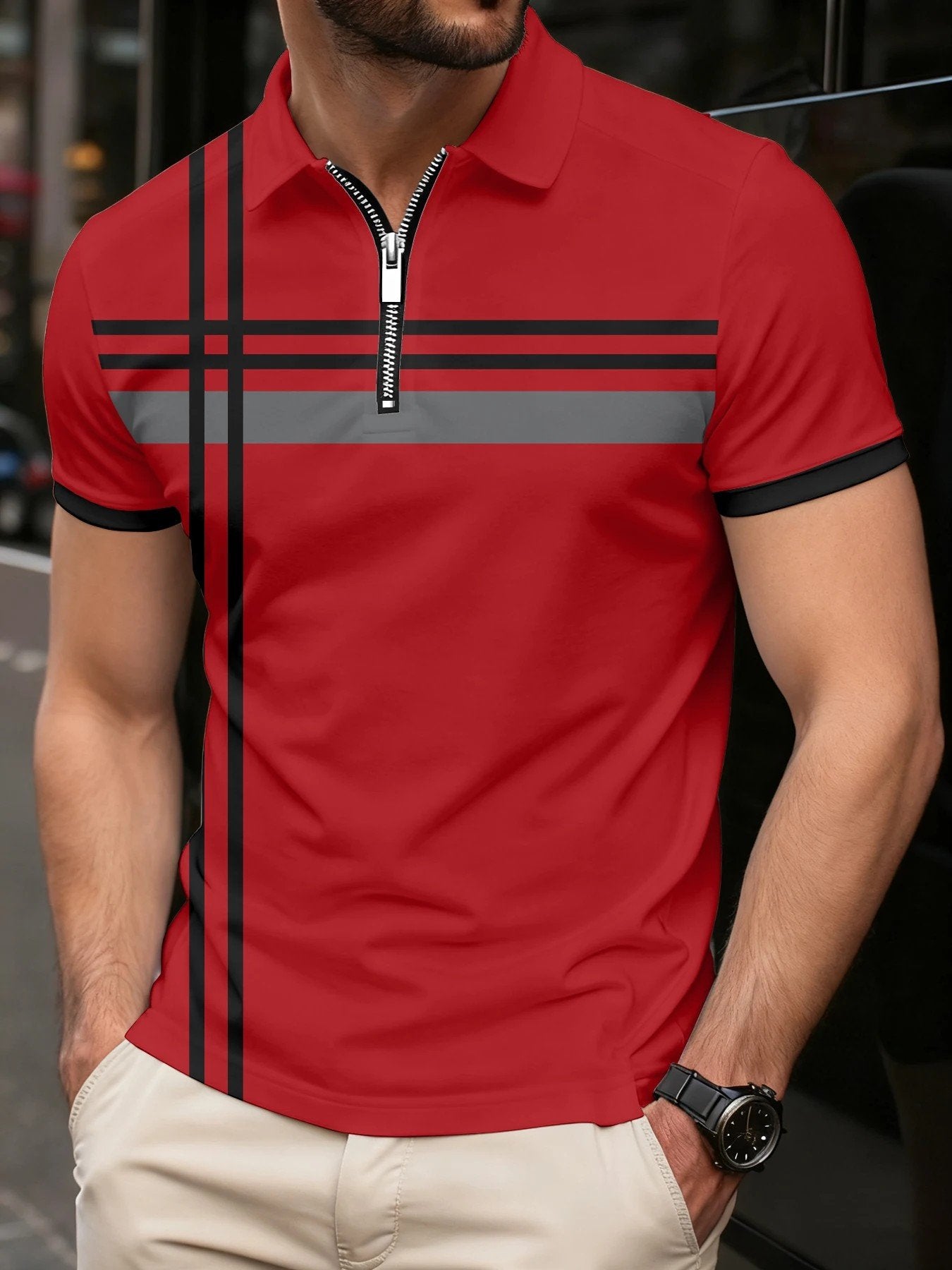 Sports Shirt 2026 Summer Mens Polo Shirt - 3D Printed Design Breathable Lightweight Stylish and Fashionable